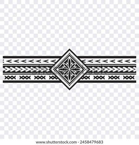 Polynesian tattoo design tribal border. Tribal design ethnic ornament maori band. Samoan Tattoo ribbon sleeve bracelet. Fabric seamless isolated hawaiian armband pattern on white background. 
