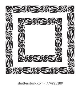 Polynesian tattoo frame. Vector illustration for coloring page, tattoos, invitations or decoration.
