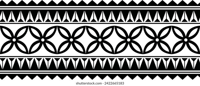 Polynesian tattoo line bracelet. Polynesian tattoo vector arm band stencil. Polynesian tattoo stencil template. Vector tribal art.