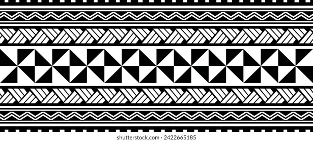 Polynesian tattoo line bracelet. Polynesian tattoo vector arm band stencil. Polynesian tattoo stencil template. Vector tribal art.