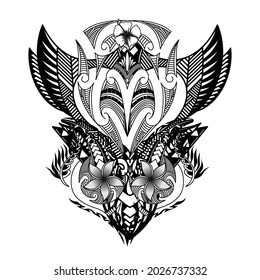 El tatuaje polinesio de la espalda está vectorizado.