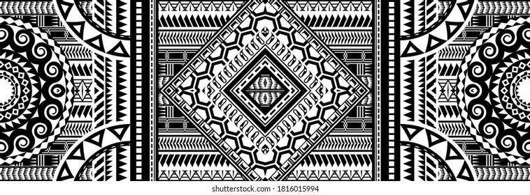 polynesian tattoo pattern maori, samoa ornament border, ethic tribal template vector.