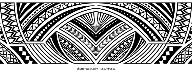 polynesian tattoo pattern maori, samoa ornament border, ethic tribal template vector.