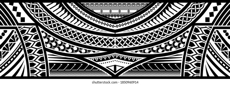 polynesian tattoo pattern maori, samoa ornament border, ethic tribal template vector.