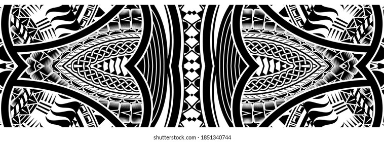 polynesian tattoo pattern maori, samoa ornament border, ethic tribal template vector.