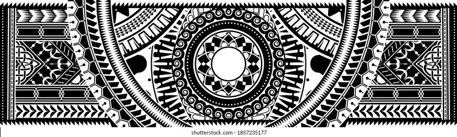 polynesian tattoo pattern maori, samoa ornament border, ethic tribal template vector.