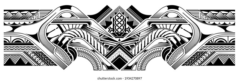 Polynesian tattoo pattern maori, samoa ornament border, ethic tribal template vector.