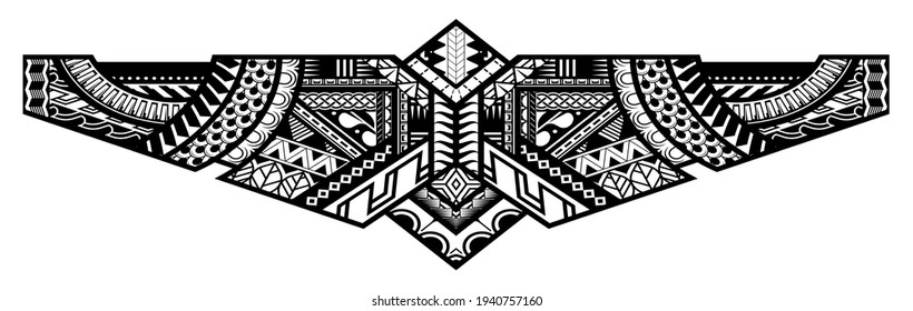 Polynesian tattoo pattern maori, samoa ornament border, ethic tribal template vector.