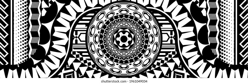 Polynesian tattoo pattern maori, samoa ornament border, ethic tribal template vector.