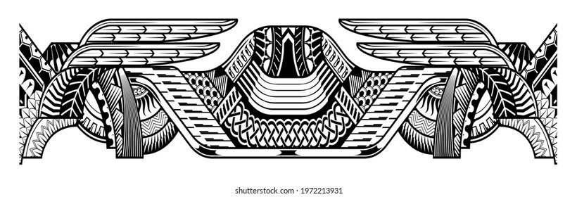 Polynesian tattoo pattern maori, samoa ornament border, ethic tribal template vector.