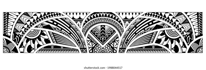 Polynesian tattoo pattern maori, samoa ornament border, ethic tribal template vector.