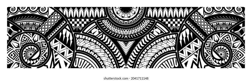 Polynesian tattoo pattern maori, samoa ornament border, ethic tribal template vector.