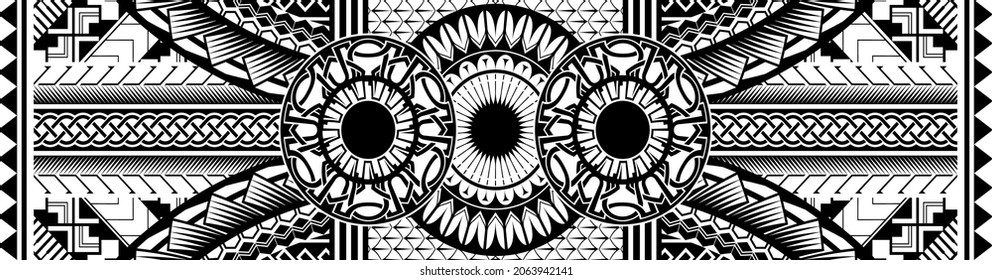 Polynesian tattoo pattern maori, samoa ornament border, ethic tribal template vector.