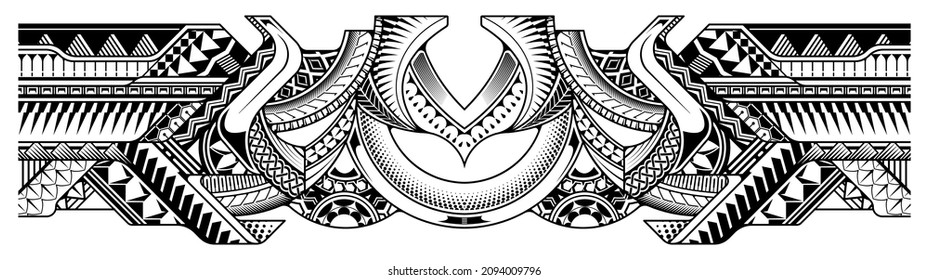 polynesian tattoo pattern maori, samoa ornament border, ethic tribal template vector.