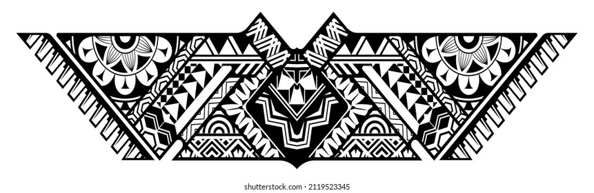 Polynesian tattoo pattern maori, samoa ornament border, ethic tribal template vector.