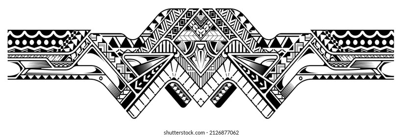 Polynesian tattoo pattern maori, samoa ornament border, ethic tribal template vector.