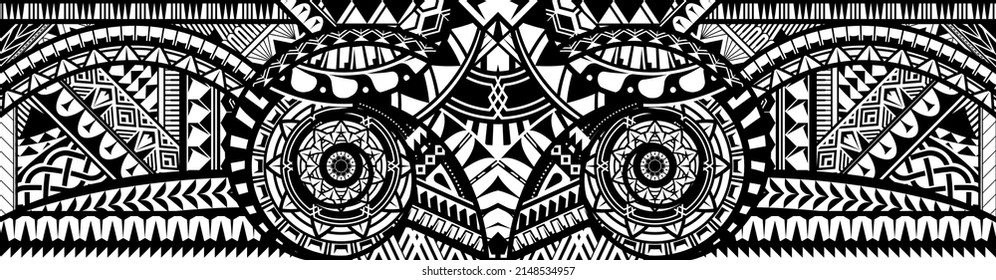 Polynesian tattoo pattern maori. samoa ornament border.