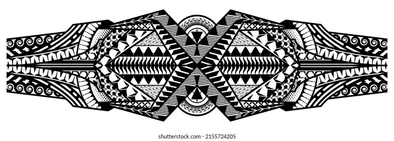 polynesian tattoo pattern maori, samoa ornament border, ethic tribal template vector.