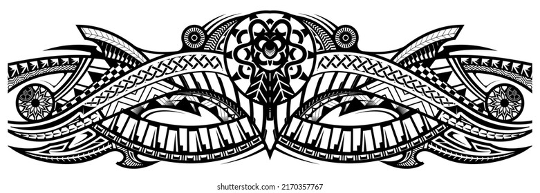 polynesian tattoo pattern maori, samoa ornament border, ethic tribal template vector.