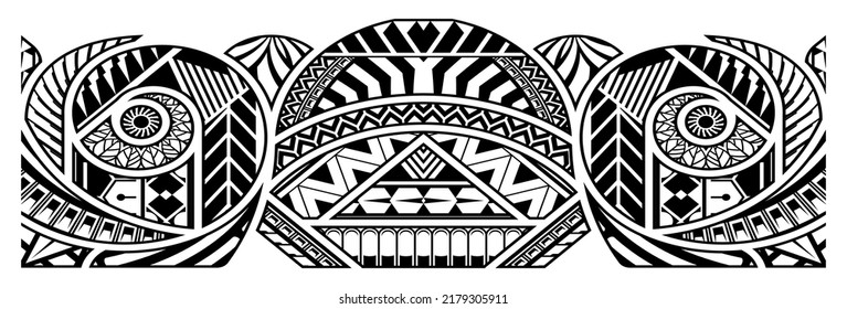 polynesian tattoo pattern maori, samoa ornament border, ethic tribal template vector.