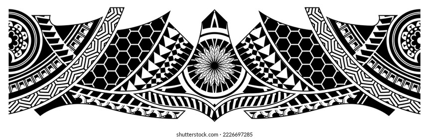 Polynesian tattoo pattern maori, samoa ornament border, ethic tribal template vector.