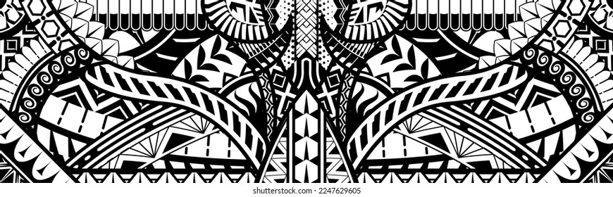 Polynesian tattoo pattern maori, samoa ornament border, ethic tribal template vector.