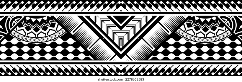 Polynesian tattoo pattern maori, samoa ornament border, ethic tribal template vector.