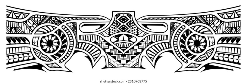 Polynesian tattoo pattern maori, samoa ornament border, ethic tribal template vector.