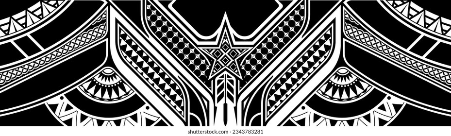 polynesian tattoo pattern maori, samoa ornament border, ethic tribal template vector.