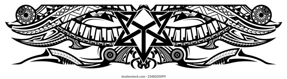 Polynesian tattoo pattern maori, samoa ornament border, ethic tribal template vector.