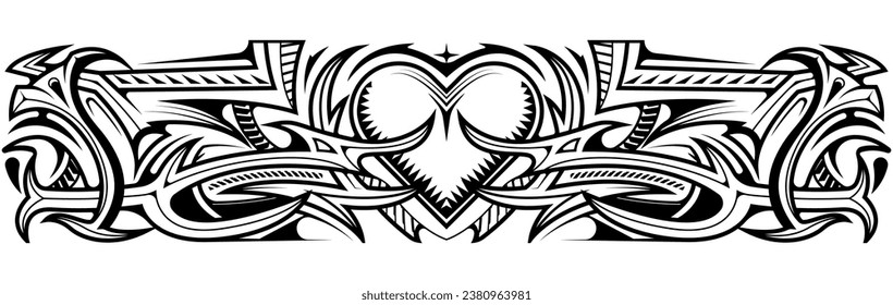 Polynesian tattoo pattern maori, samoa ornament border, ethic tribal template vector.