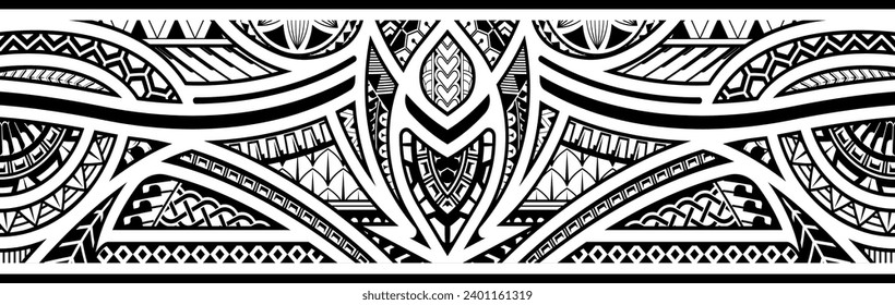 Polynesian tattoo pattern maori, samoa ornament border, ethic tribal template vector.