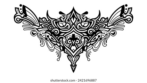 Polynesian tattoo pattern maori, samoa ornament border, ethic tribal template vector.