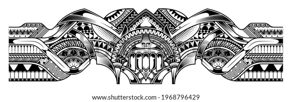 Polynesian tattoo pattern maori, samoa ornament\
border, ethic tribal template\
vector.