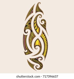 polynesian tattoo pattern vector, maori samoan art golden pattern design ornaments elements template