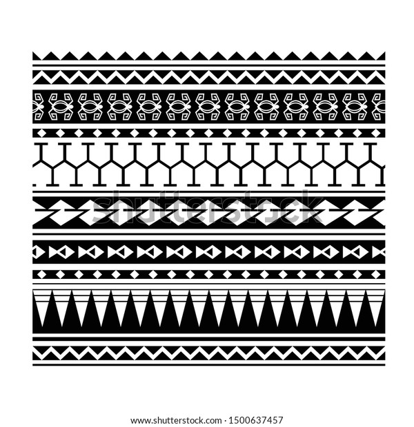 Polynesian Tattoo Seamless Fabric Border Pattern Stock Vector (Royalty ...