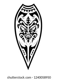 polynesian tattoo shape pattern, maori leg tribal turtle design, face art polynesian ornament, maori vector isolated template