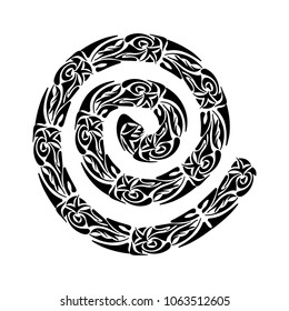 Polynesian tattoo style. Circular ornament design element. Vector Mandala