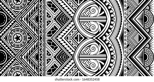 Polynesian tattoo style ornament shaped as sleeve pattern or armband. vector illustration.