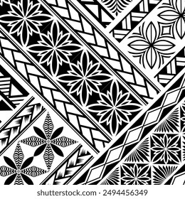 Polynesian tattoo tribal background design. Samoan pattern decorative wallpaper. 