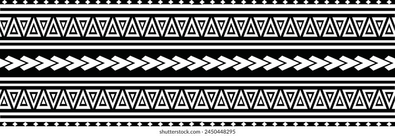 Polynesian tattoo tribal band design. Samoan tattoo tribal border.