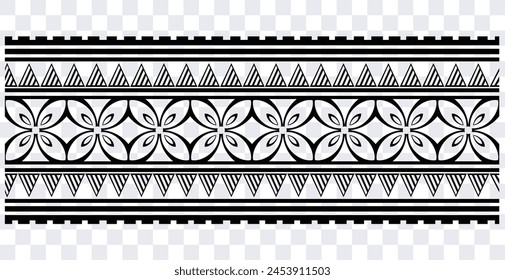 Polynesian tattoo tribal band design. Samoan tattoo tribal border. Tattoo native geometric fore arm border.