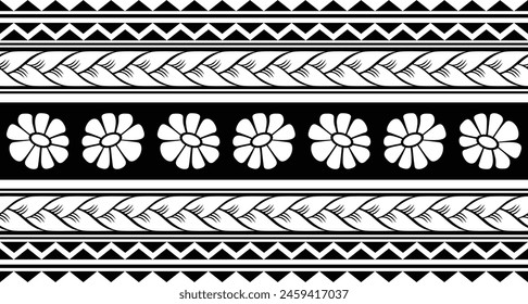 Diseño de banda tribal tatuaje polinesio. Frontera tribal tatuada samoana.