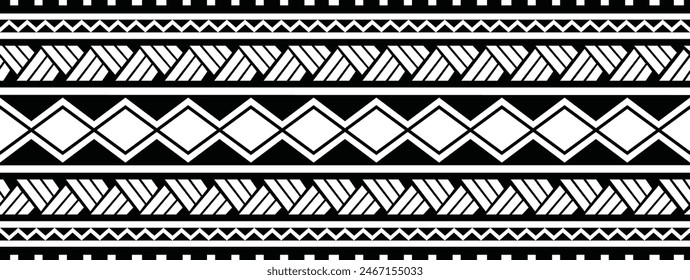 Diseño de banda tribal tatuaje polinesio. Frontera tribal tatuada samoana.