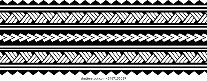 Diseño de banda tribal tatuaje polinesio. Frontera tribal tatuada samoana.