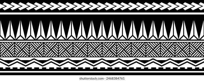 Diseño de banda tribal tatuaje polinesio. Frontera tribal tatuada samoana.