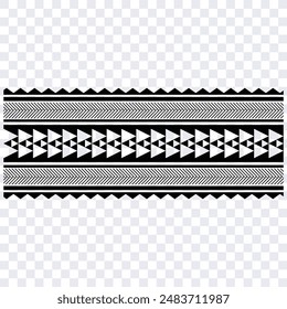 Polynesian tattoo tribal band design. Samoan tattoo tribal border. Decor seamless pattern.