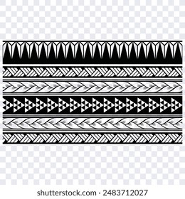 Polynesian tattoo tribal band design. Samoan tattoo tribal border. Decor seamless pattern.