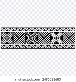 Diseño de banda tribal tatuaje polinesio. Frontera tribal tatuada samoana. Patrón decorativo sin costuras.