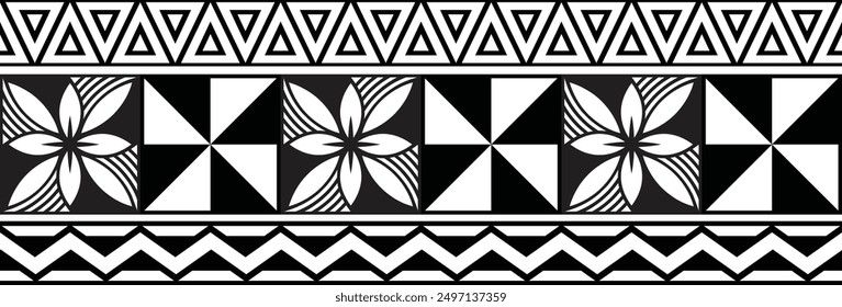 Polynesian tattoo tribal band design. Samoan tattoo tribal border. Decorative seamless pattern.
